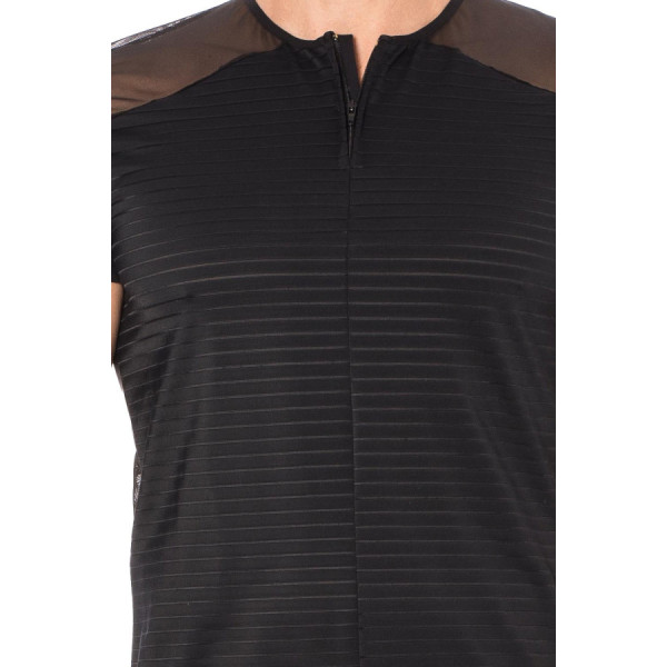 T-shirt noir rayé opaque et transparent 